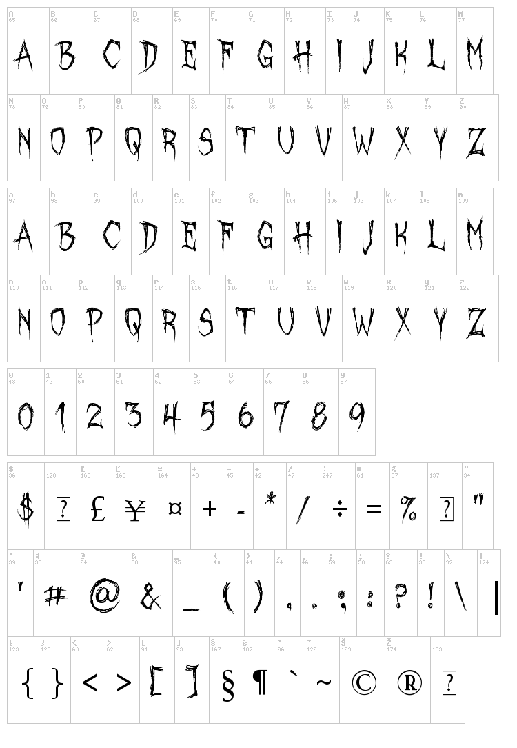 October Crow font map